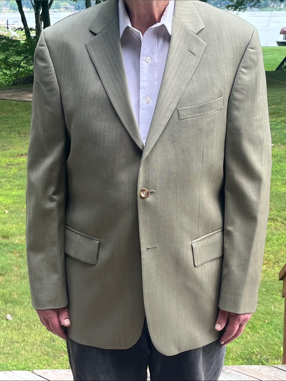 Nautica olive green single breasted all wool sport coat 43R